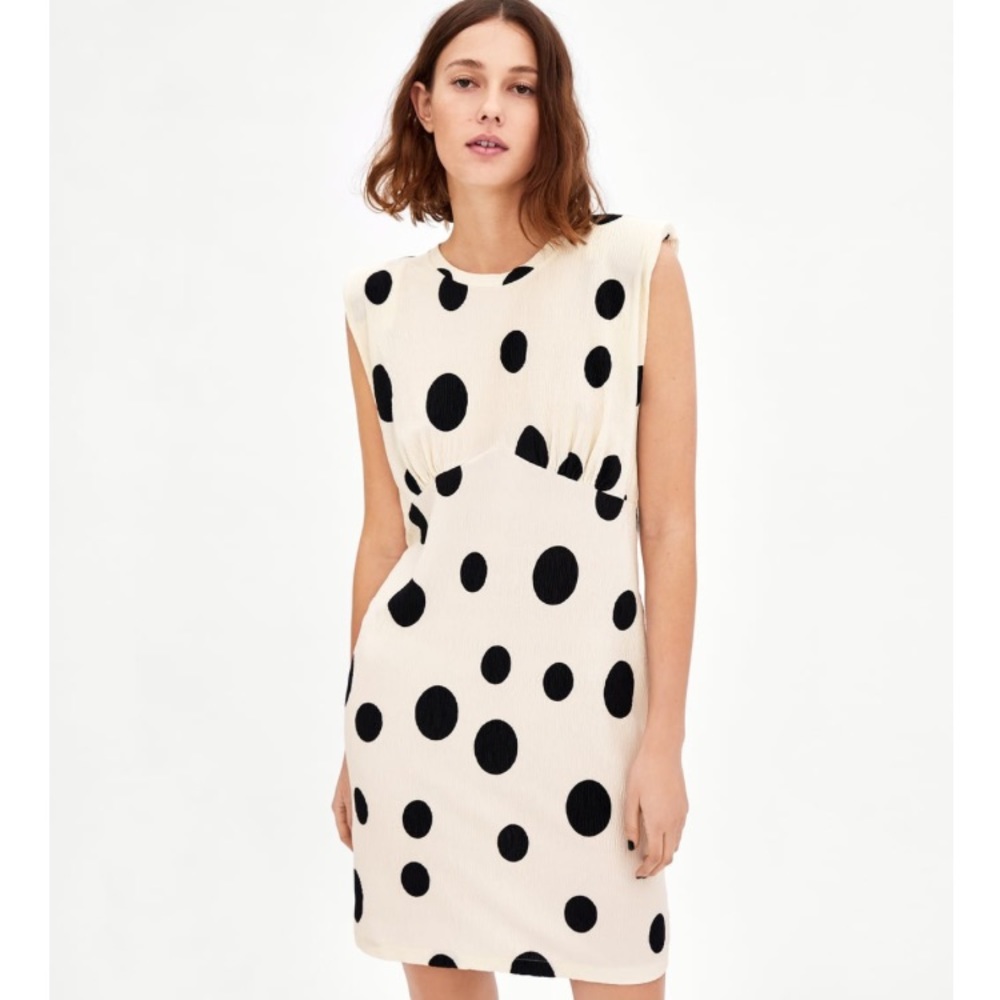Zara Polka Dot Dress with shoulder pads
